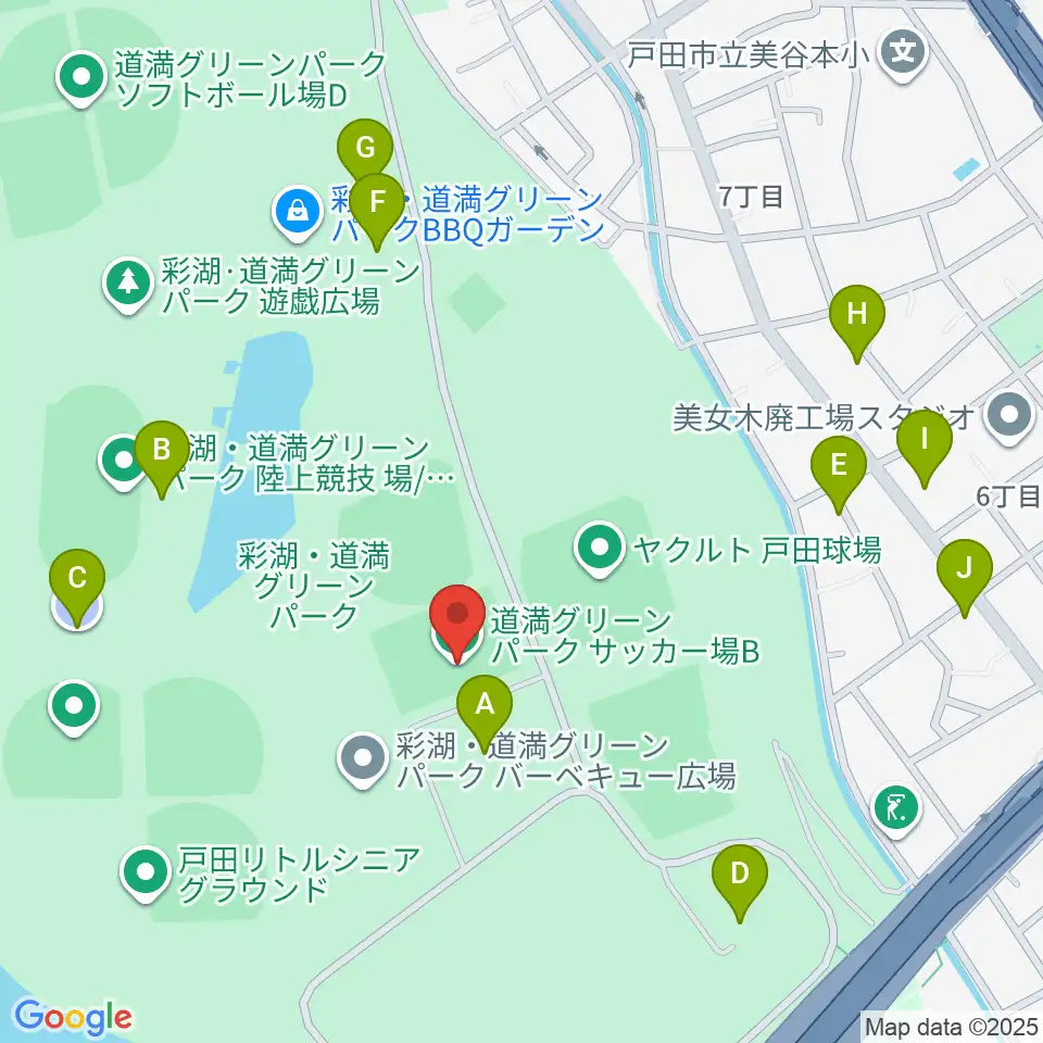 彩湖・道満グリーンパークサッカー場周辺の駐車場・コインパーキング一覧地図