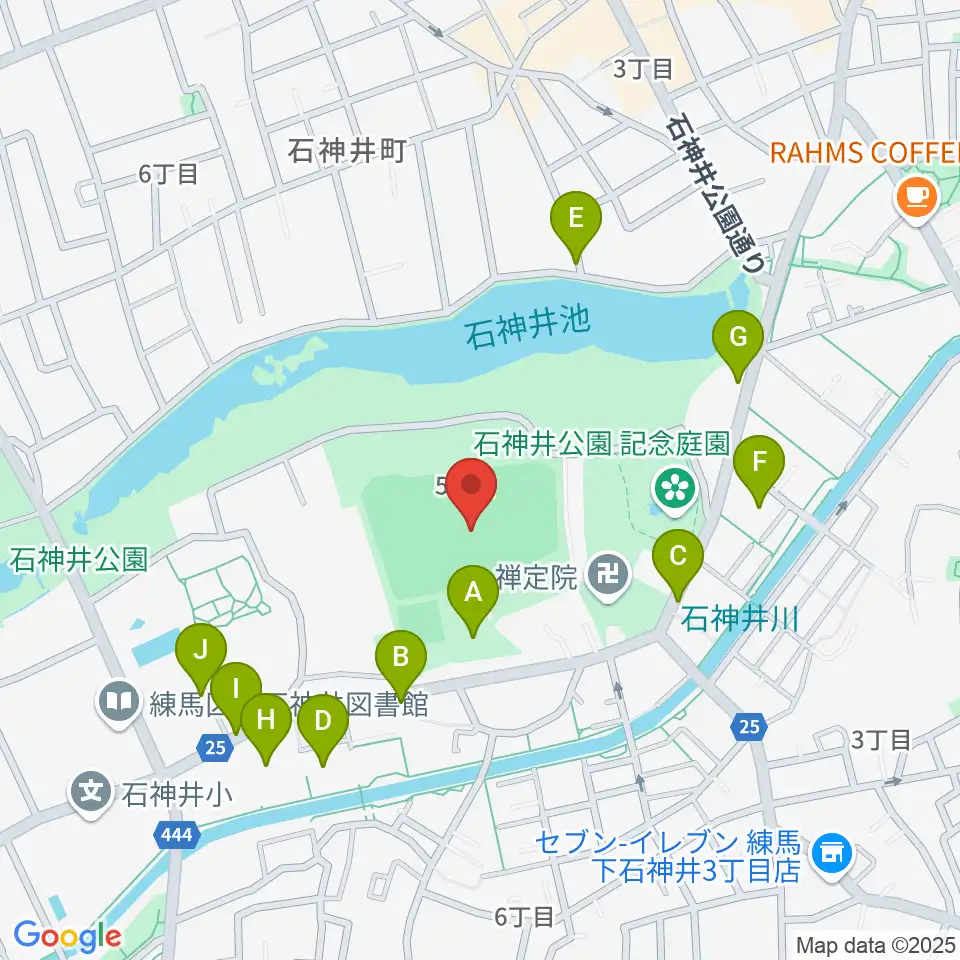 石神井公園野球場周辺の駐車場・コインパーキング一覧地図