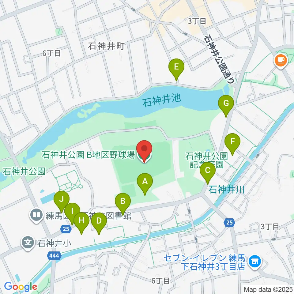 石神井公園野球場周辺の駐車場・コインパーキング一覧地図