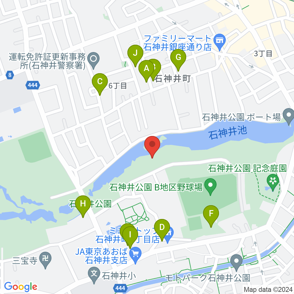 石神井公園野外ステージ周辺の駐車場・コインパーキング一覧地図