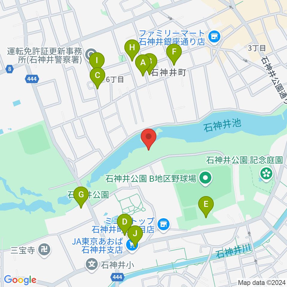 石神井公園野外ステージ周辺の駐車場・コインパーキング一覧地図