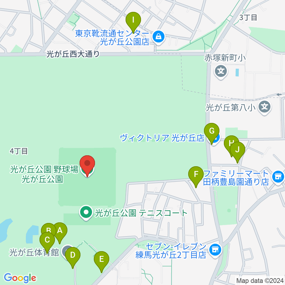 光が丘公園野球場周辺の駐車場・コインパーキング一覧地図