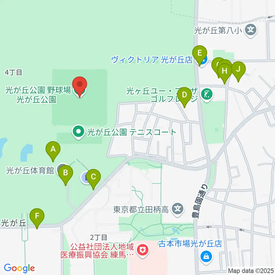 光が丘公園野球場周辺の駐車場・コインパーキング一覧地図