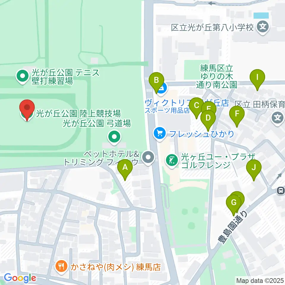 光が丘公園陸上競技場周辺の駐車場・コインパーキング一覧地図