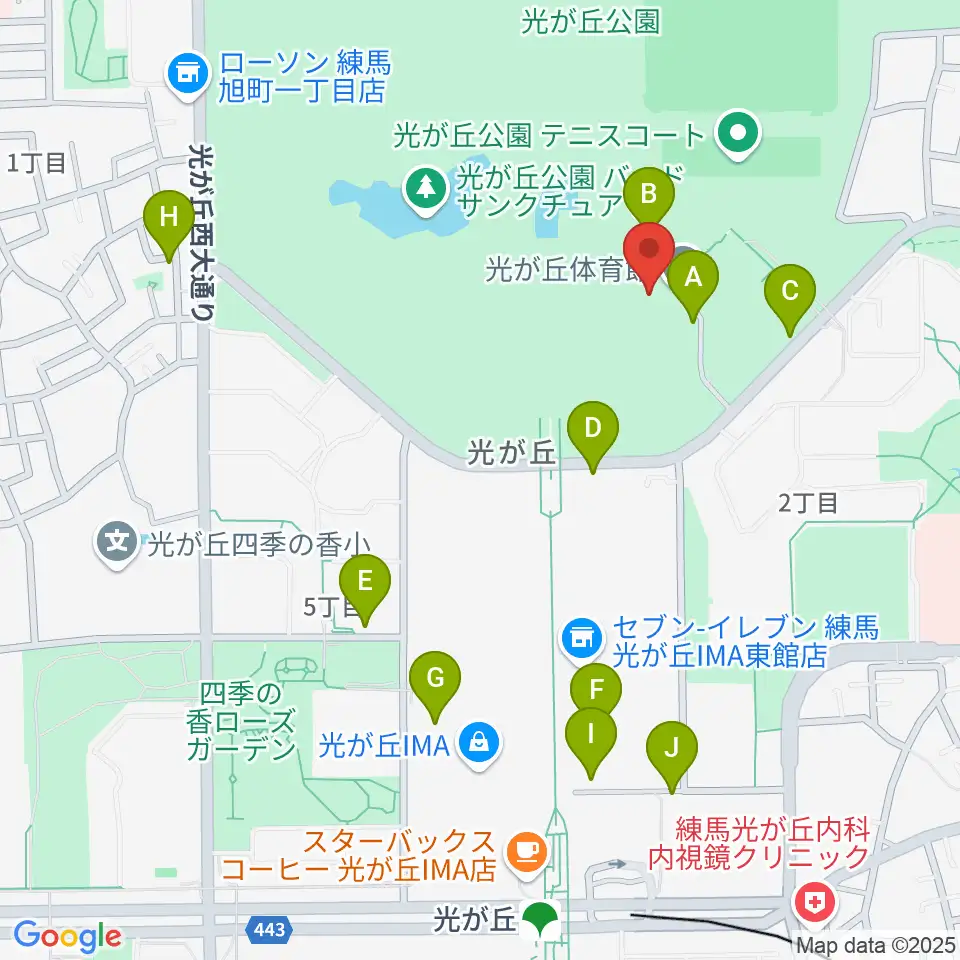 光が丘体育館周辺の駐車場・コインパーキング一覧地図
