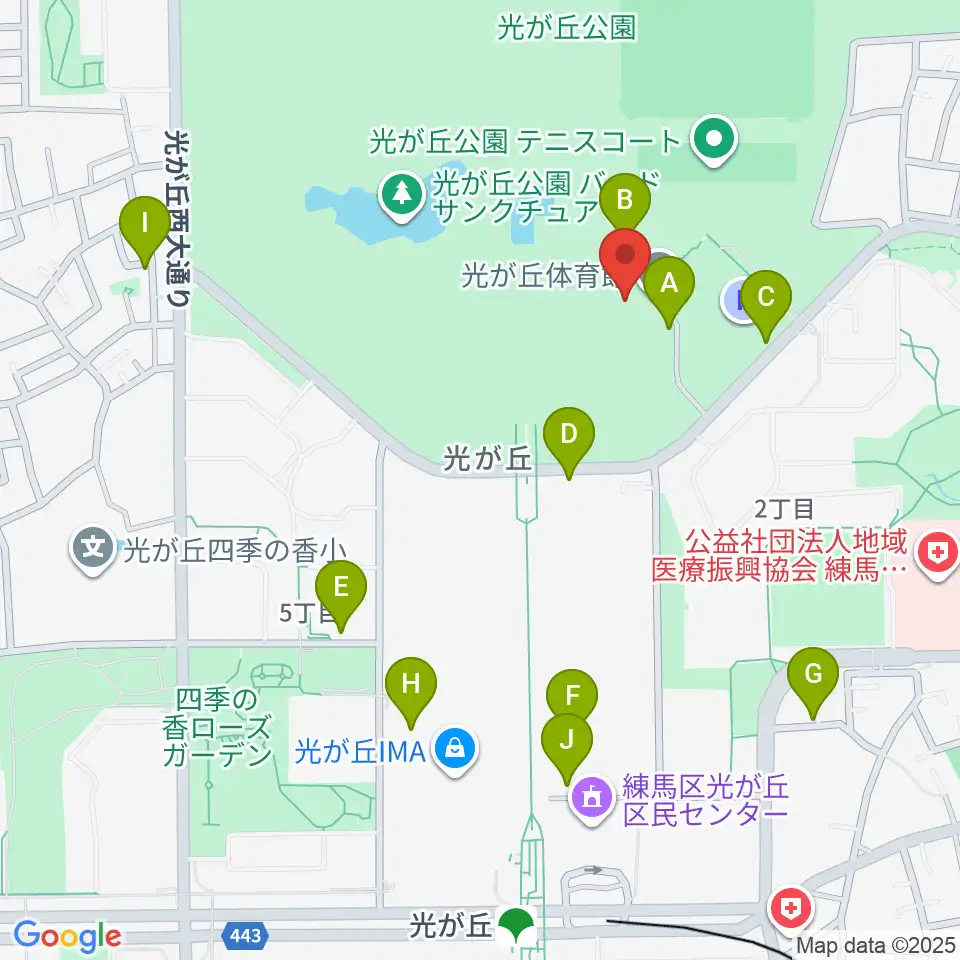 光が丘体育館周辺の駐車場・コインパーキング一覧地図