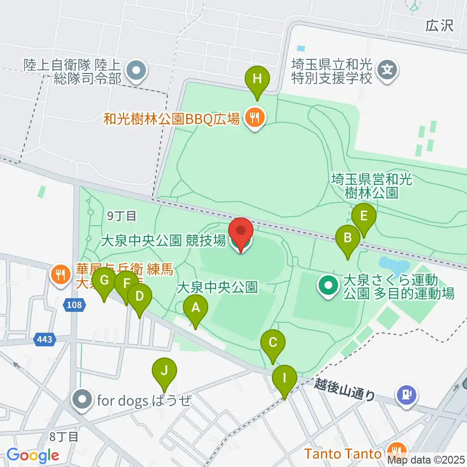 大泉中央公園陸上競技場周辺の駐車場・コインパーキング一覧地図