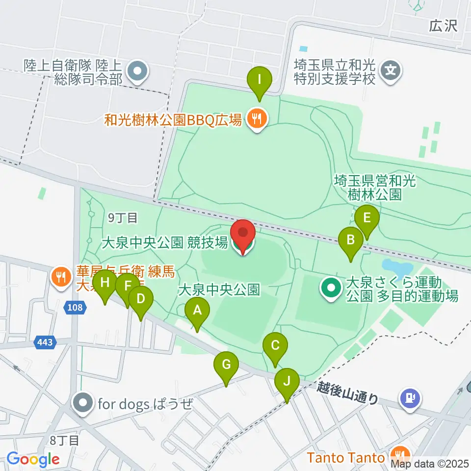 大泉中央公園陸上競技場周辺の駐車場・コインパーキング一覧地図