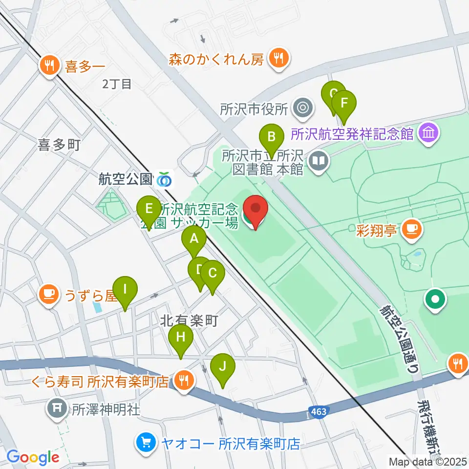 所沢航空記念公園運動場周辺の駐車場・コインパーキング一覧地図