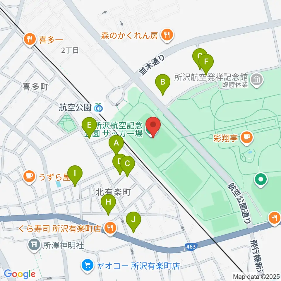 所沢航空記念公園運動場周辺の駐車場・コインパーキング一覧地図