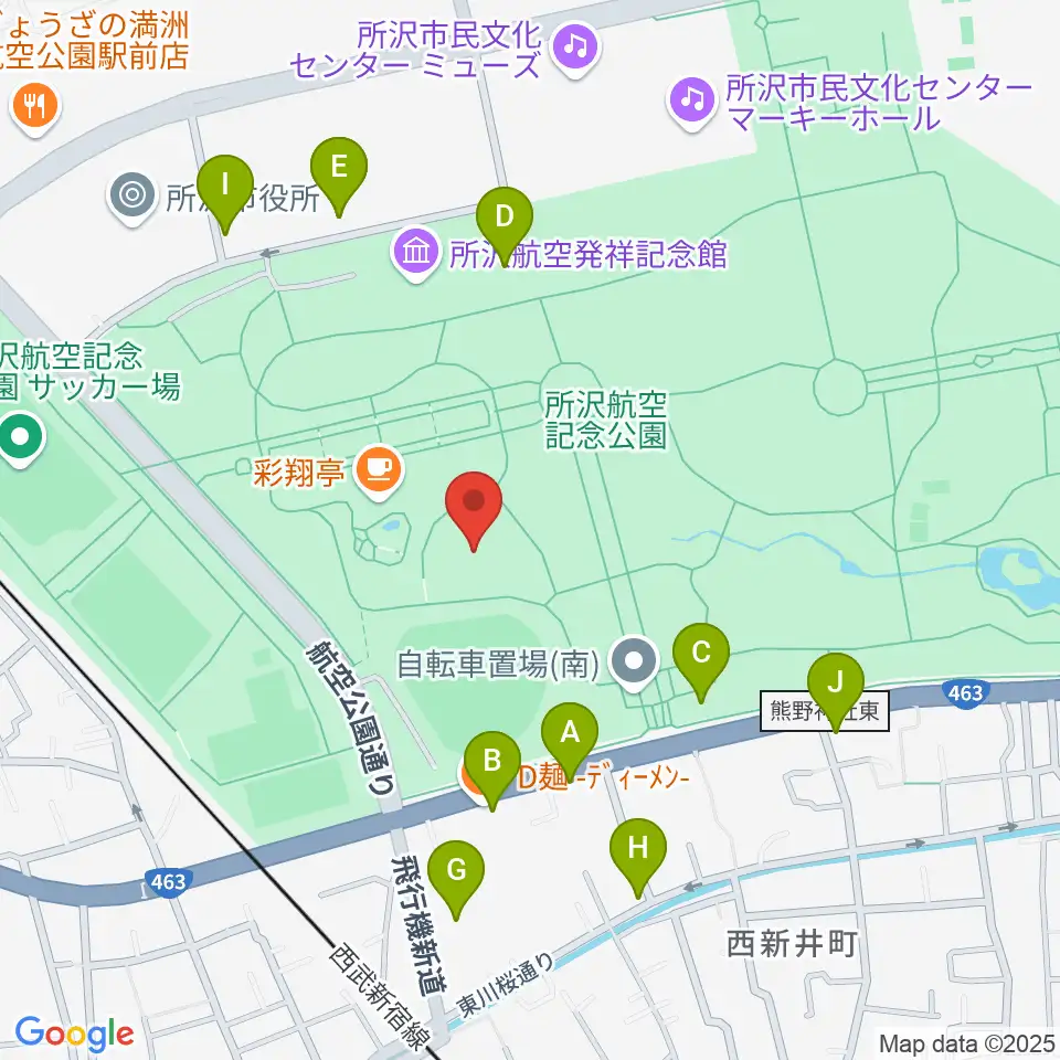 所沢航空記念公園野外ステージ周辺の駐車場・コインパーキング一覧地図