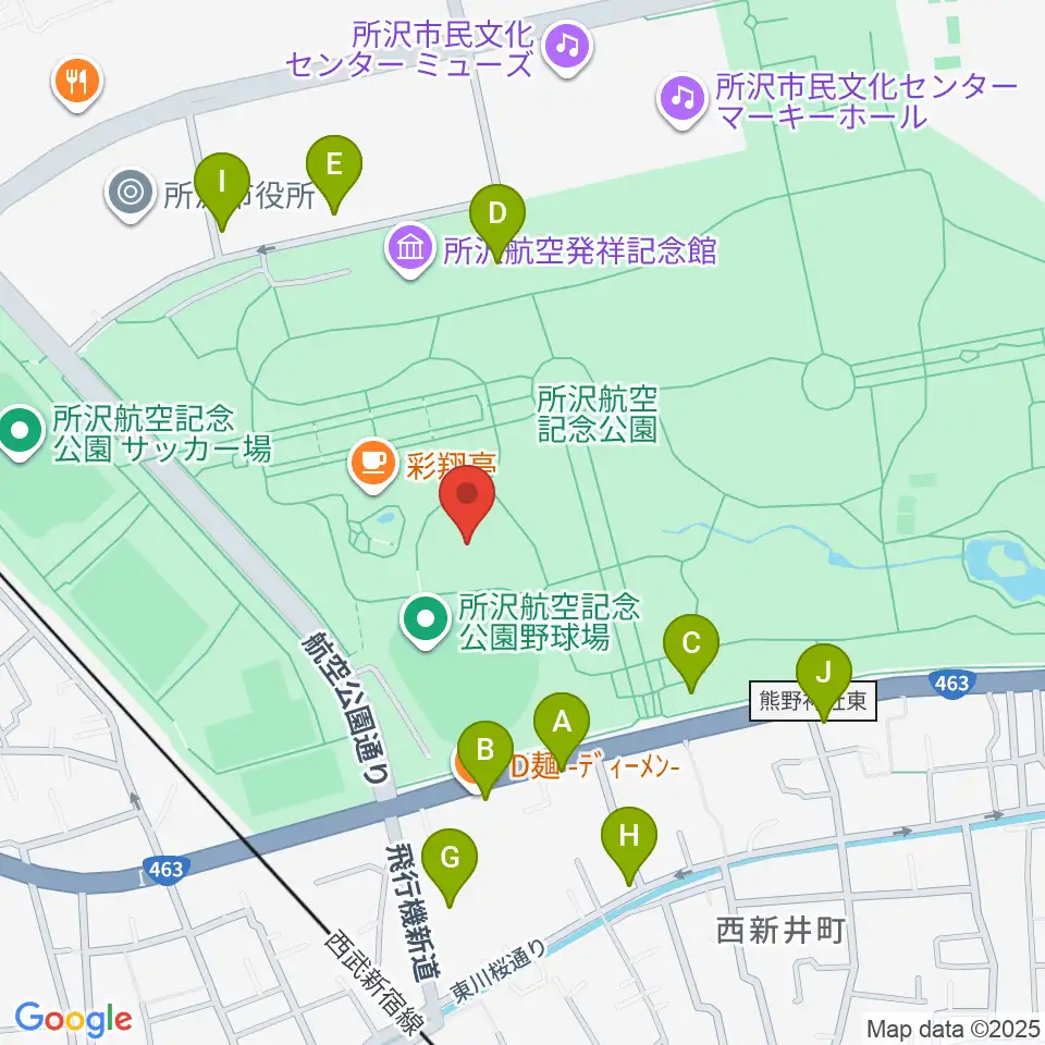 所沢航空記念公園野外ステージ周辺の駐車場・コインパーキング一覧地図