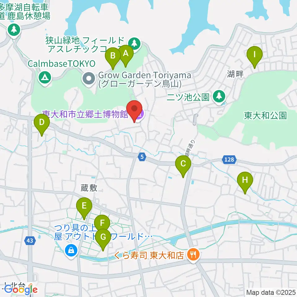 東大和市立郷土博物館周辺の駐車場・コインパーキング一覧地図