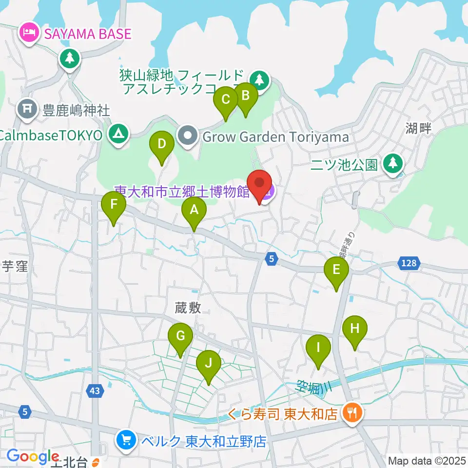 東大和市立郷土博物館周辺の駐車場・コインパーキング一覧地図