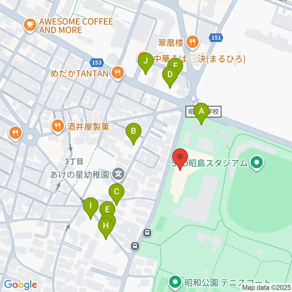 昭島市総合スポーツセンター周辺の駐車場・コインパーキング一覧地図