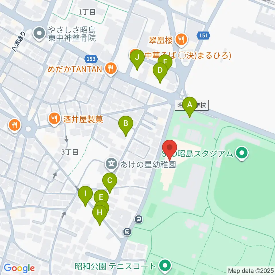 昭島市総合スポーツセンター周辺の駐車場・コインパーキング一覧地図