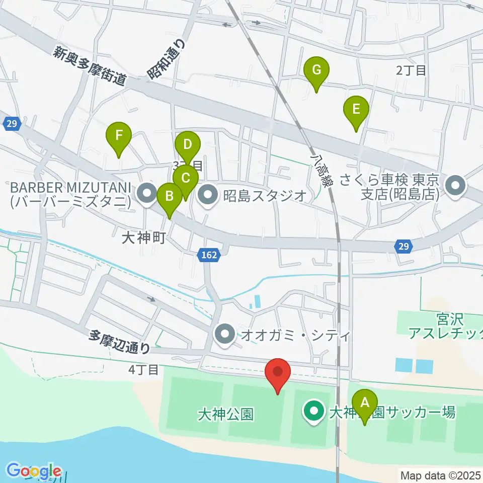 大神公園野球場周辺の駐車場・コインパーキング一覧地図