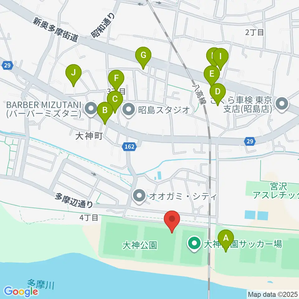 大神公園野球場周辺の駐車場・コインパーキング一覧地図