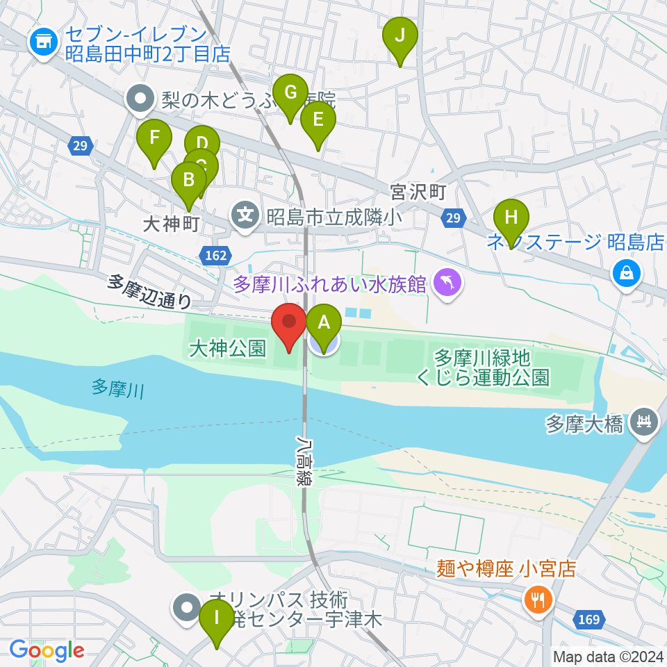 大神公園サッカー場周辺の駐車場・コインパーキング一覧地図