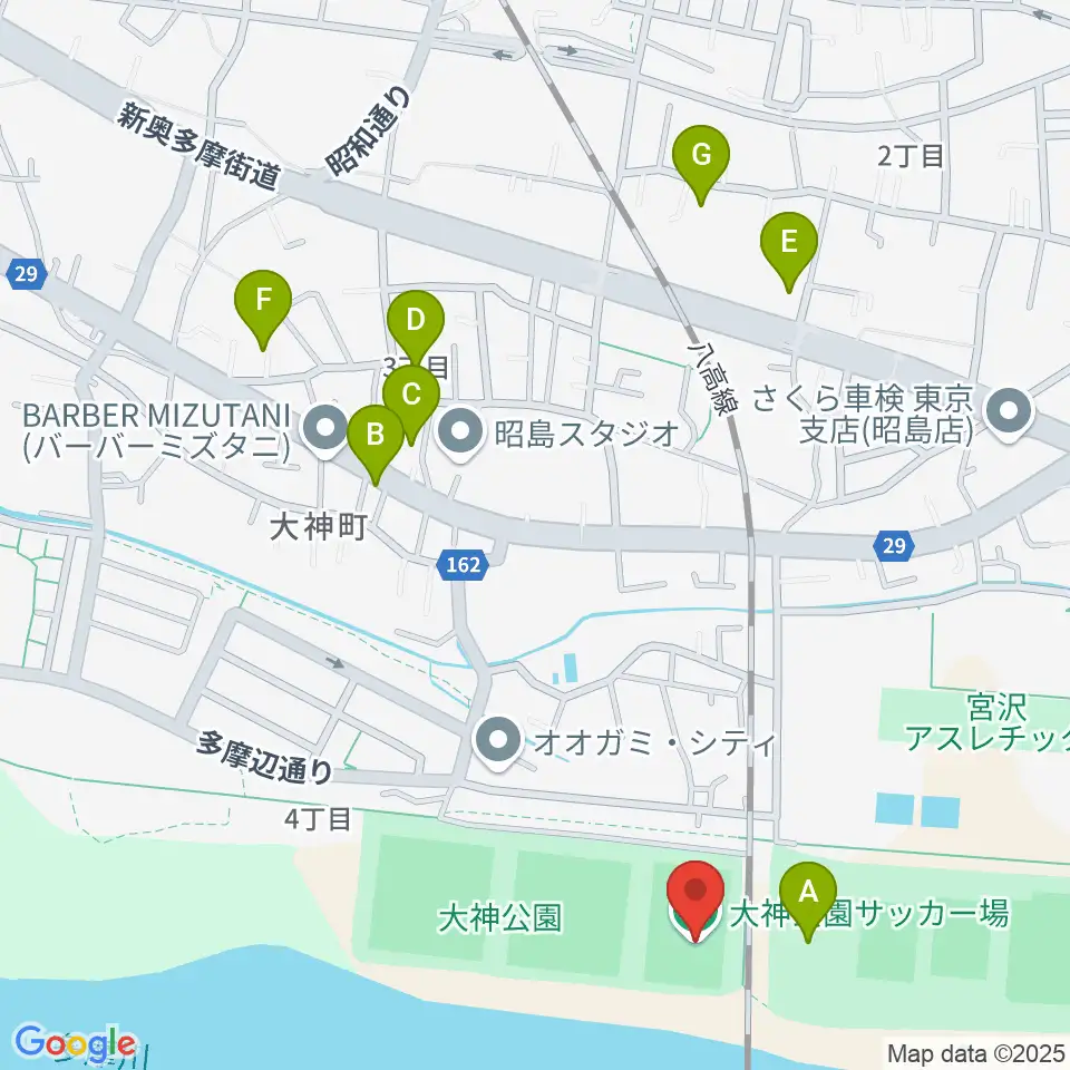 大神公園サッカー場周辺の駐車場・コインパーキング一覧地図