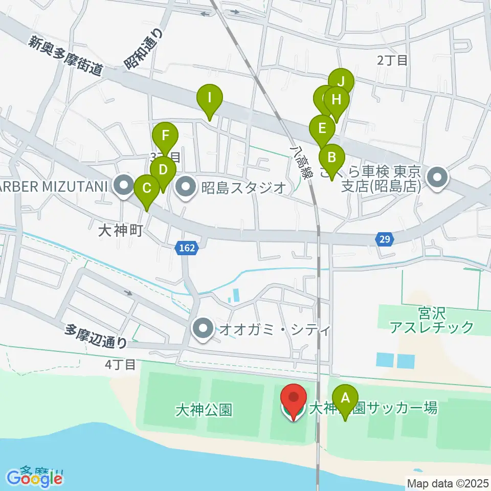 大神公園サッカー場周辺の駐車場・コインパーキング一覧地図