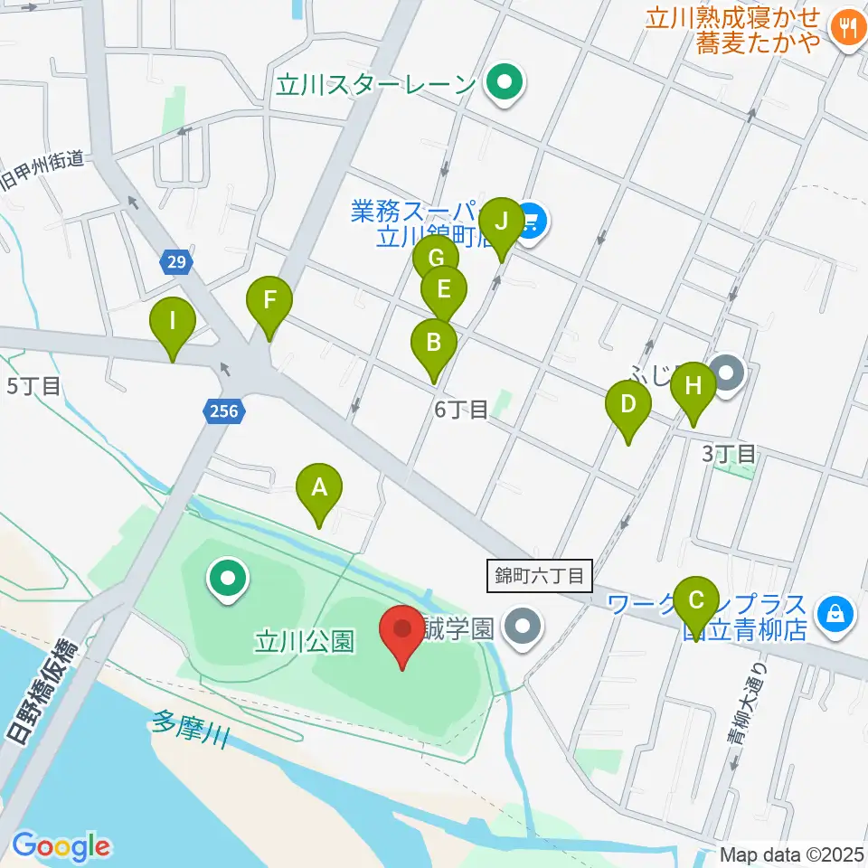 立川公園陸上競技場周辺の駐車場・コインパーキング一覧地図