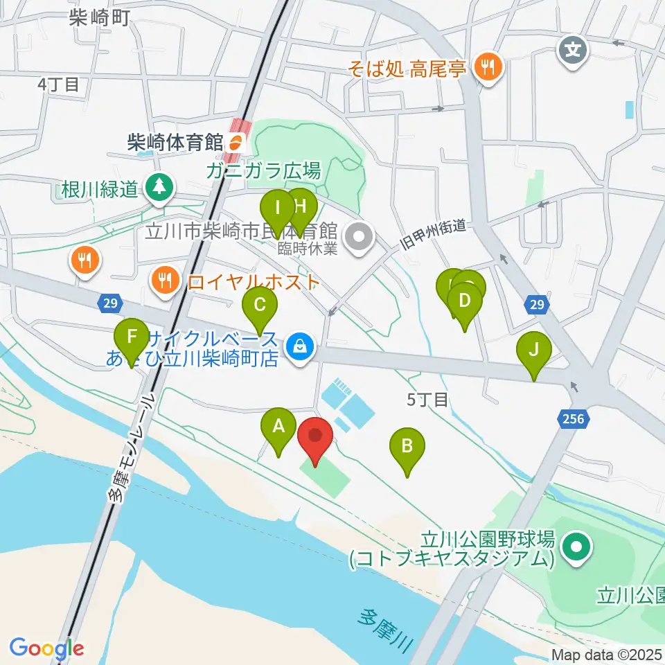 明治安田TACHIKAWAフィールド周辺の駐車場・コインパーキング一覧地図