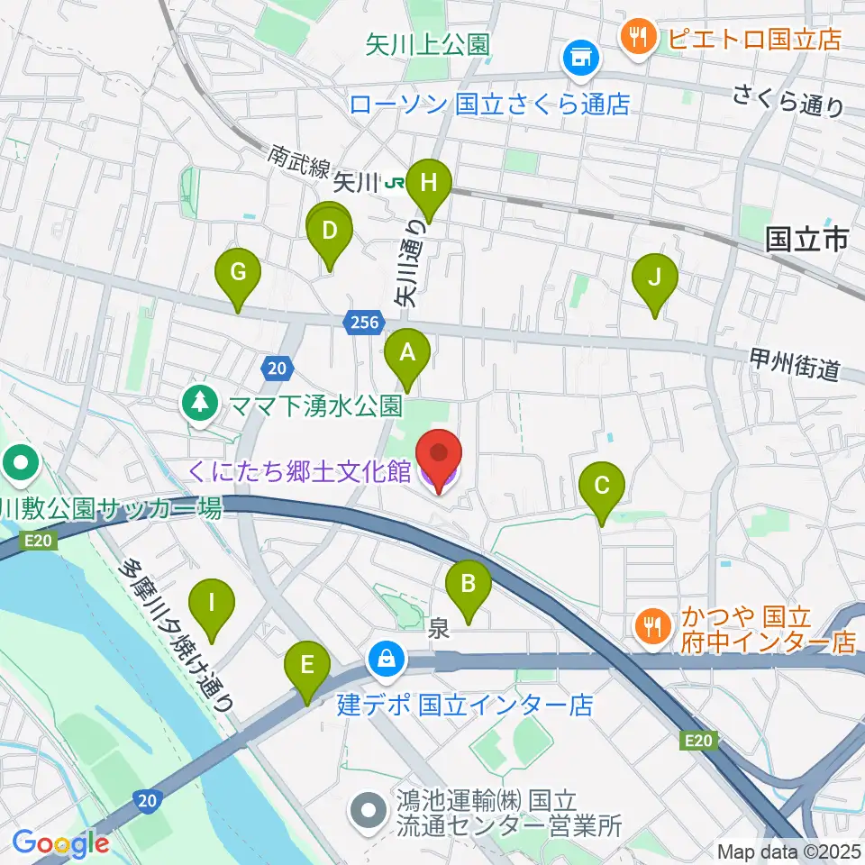 くにたち郷土文化館周辺の駐車場・コインパーキング一覧地図