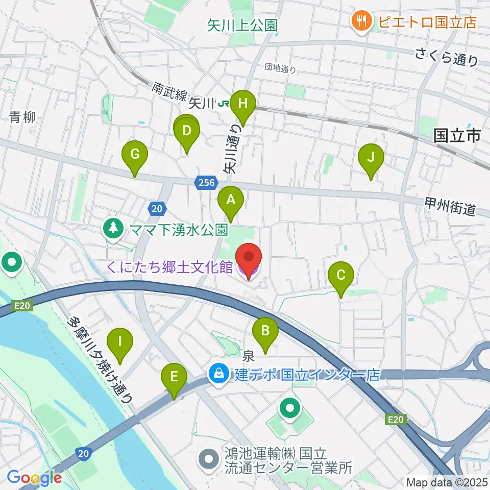 くにたち郷土文化館周辺の駐車場・コインパーキング一覧地図