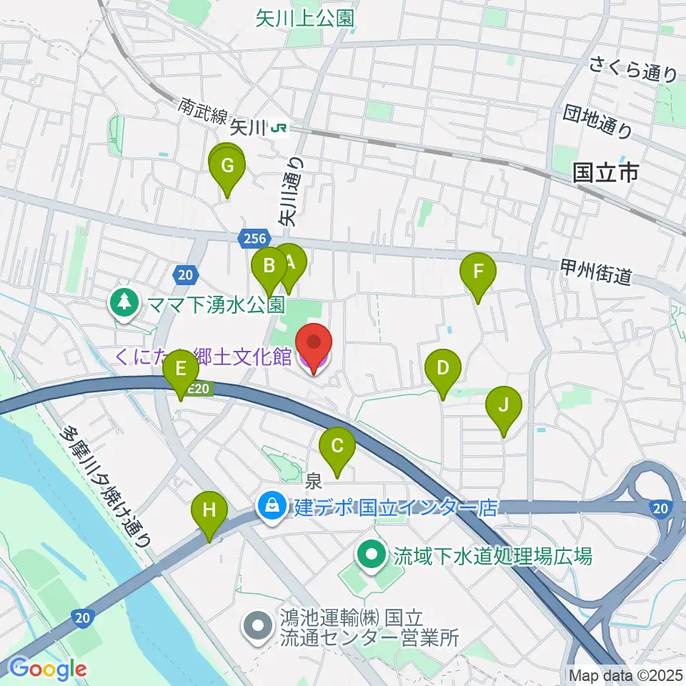 くにたち郷土文化館周辺の駐車場・コインパーキング一覧地図