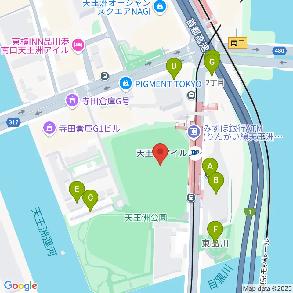 天王洲公園サッカー場周辺の駐車場・コインパーキング一覧地図