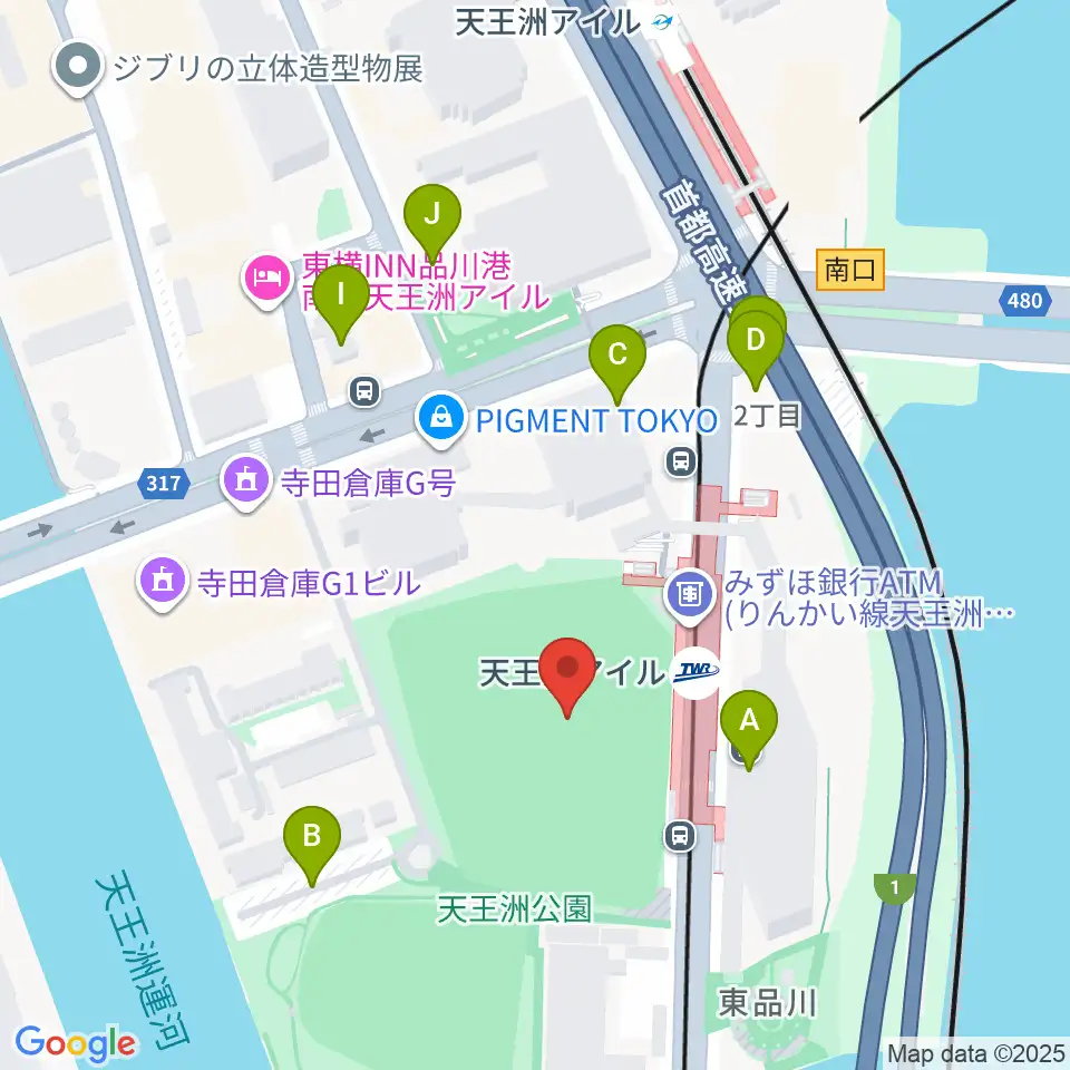 天王洲公園サッカー場周辺の駐車場・コインパーキング一覧地図