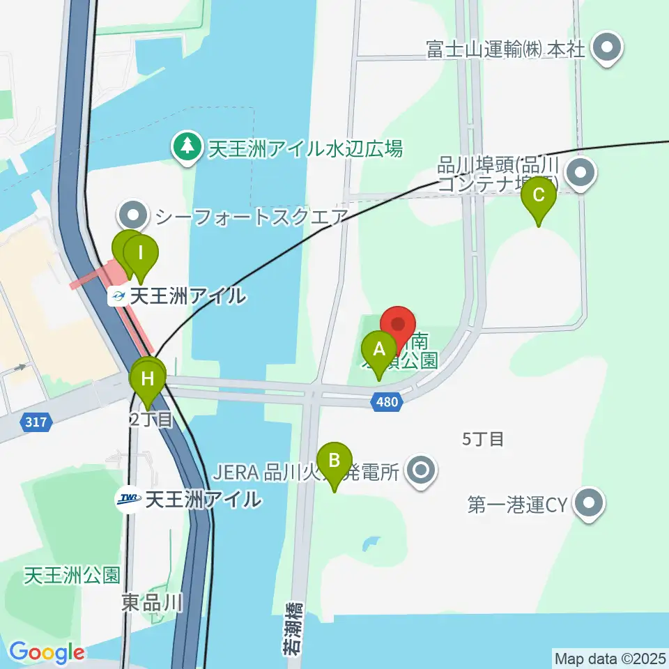 品川南ふ頭公園野球場周辺の駐車場・コインパーキング一覧地図