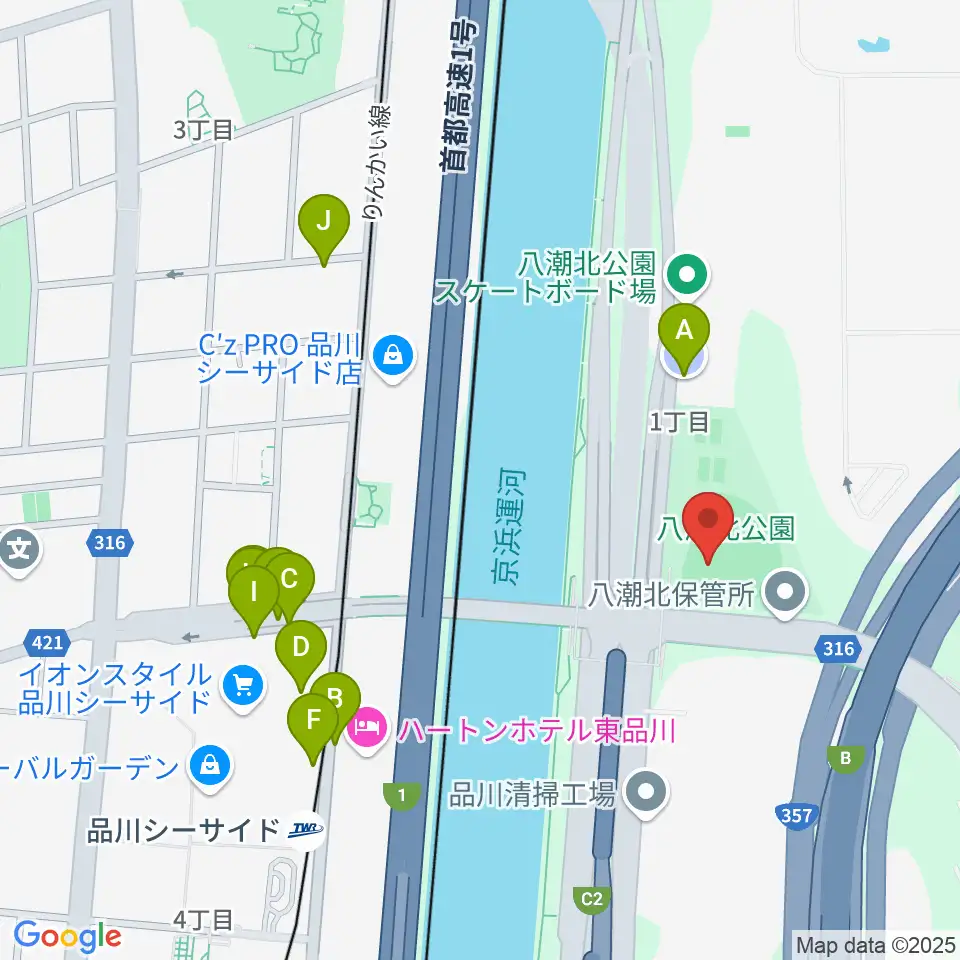 八潮北公園野球場周辺の駐車場・コインパーキング一覧地図