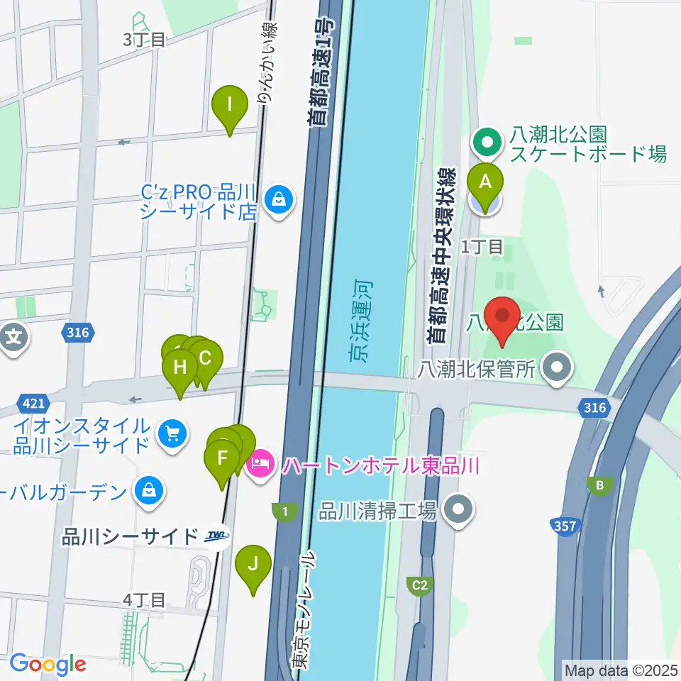 八潮北公園野球場周辺の駐車場・コインパーキング一覧地図