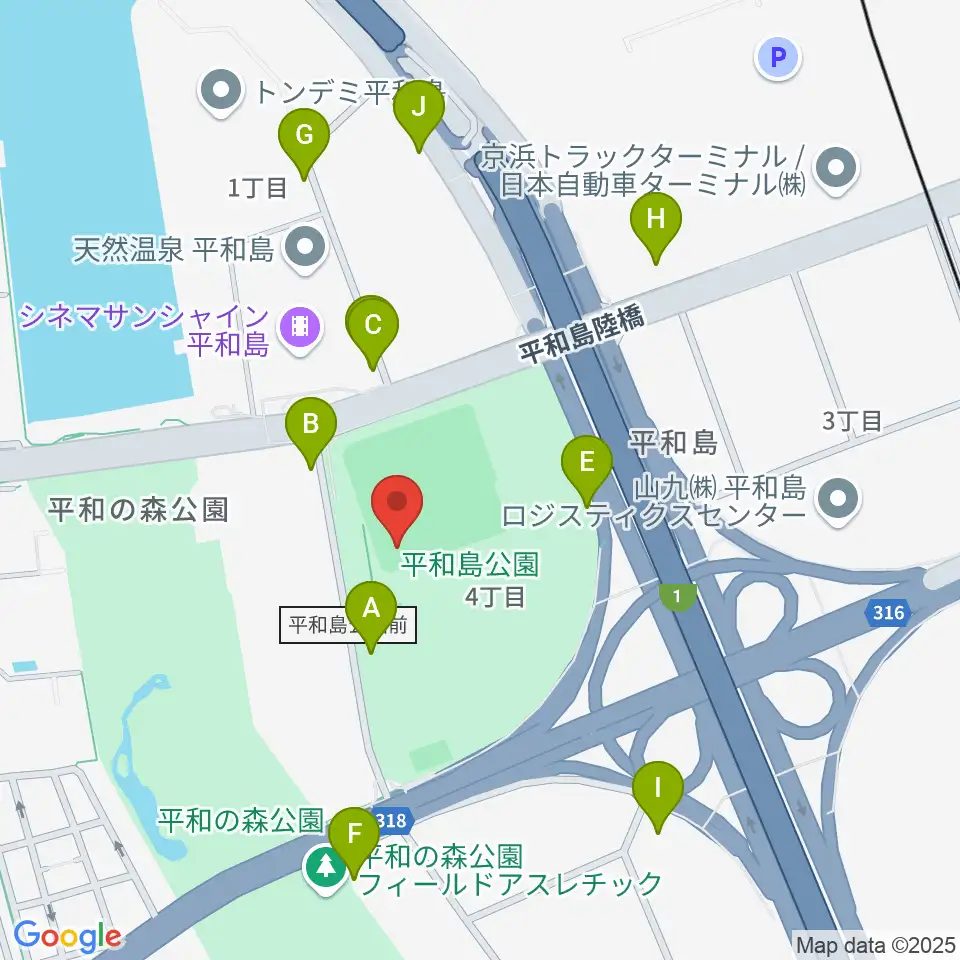 平和島公園野球場周辺の駐車場・コインパーキング一覧地図