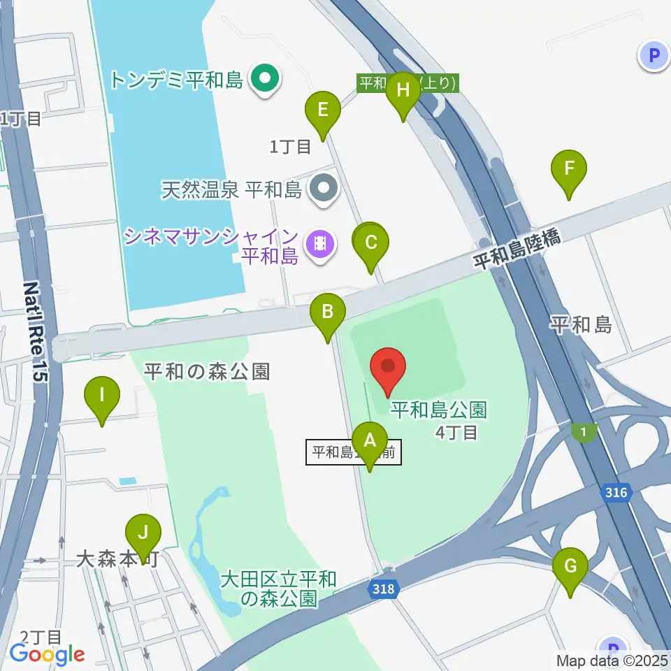 平和島公園野球場周辺の駐車場・コインパーキング一覧地図