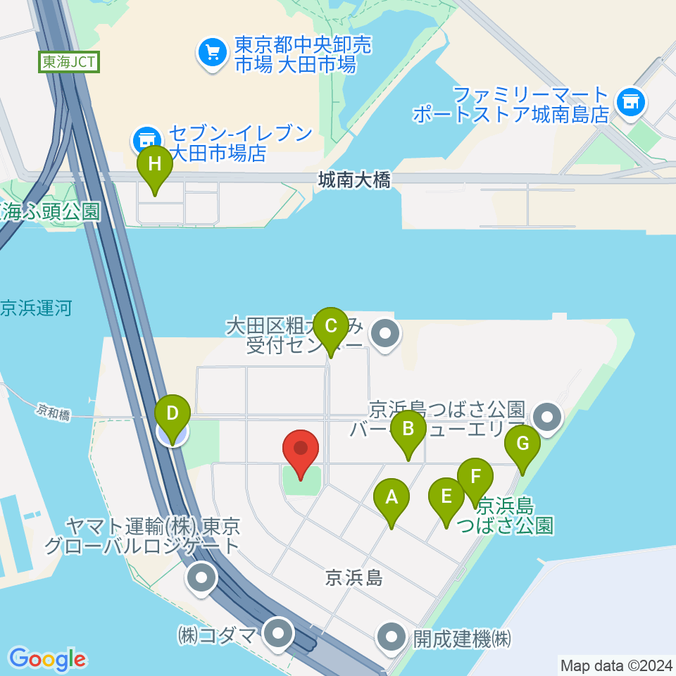 京浜島防災広場運動場周辺の駐車場・コインパーキング一覧地図