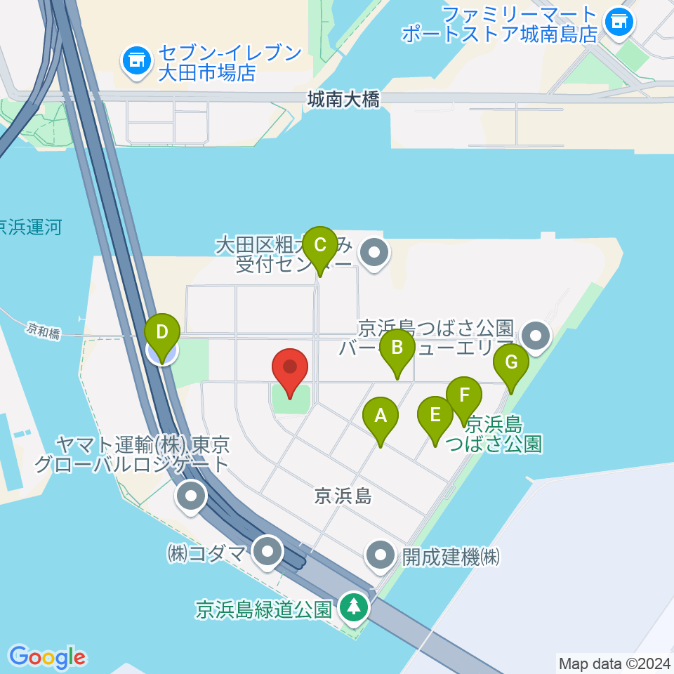 京浜島防災広場運動場周辺の駐車場・コインパーキング一覧地図