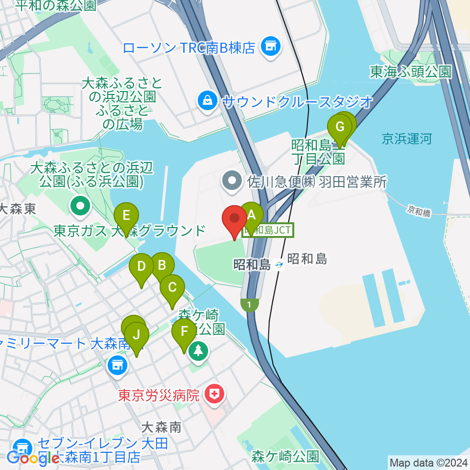 昭和島運動場野球場周辺の駐車場・コインパーキング一覧地図