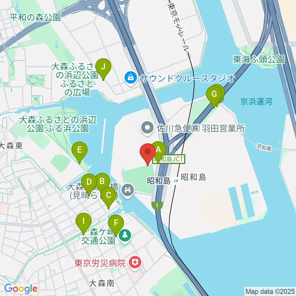 昭和島運動場野球場周辺の駐車場・コインパーキング一覧地図