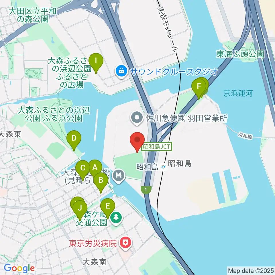 昭和島運動場野球場周辺の駐車場・コインパーキング一覧地図