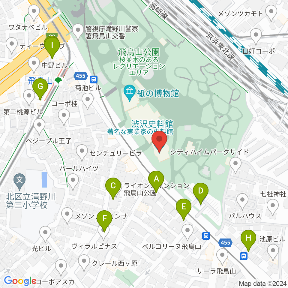 渋沢史料館周辺の駐車場・コインパーキング一覧地図