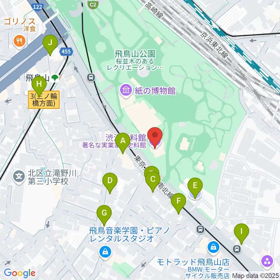 渋沢史料館周辺の駐車場・コインパーキング一覧地図