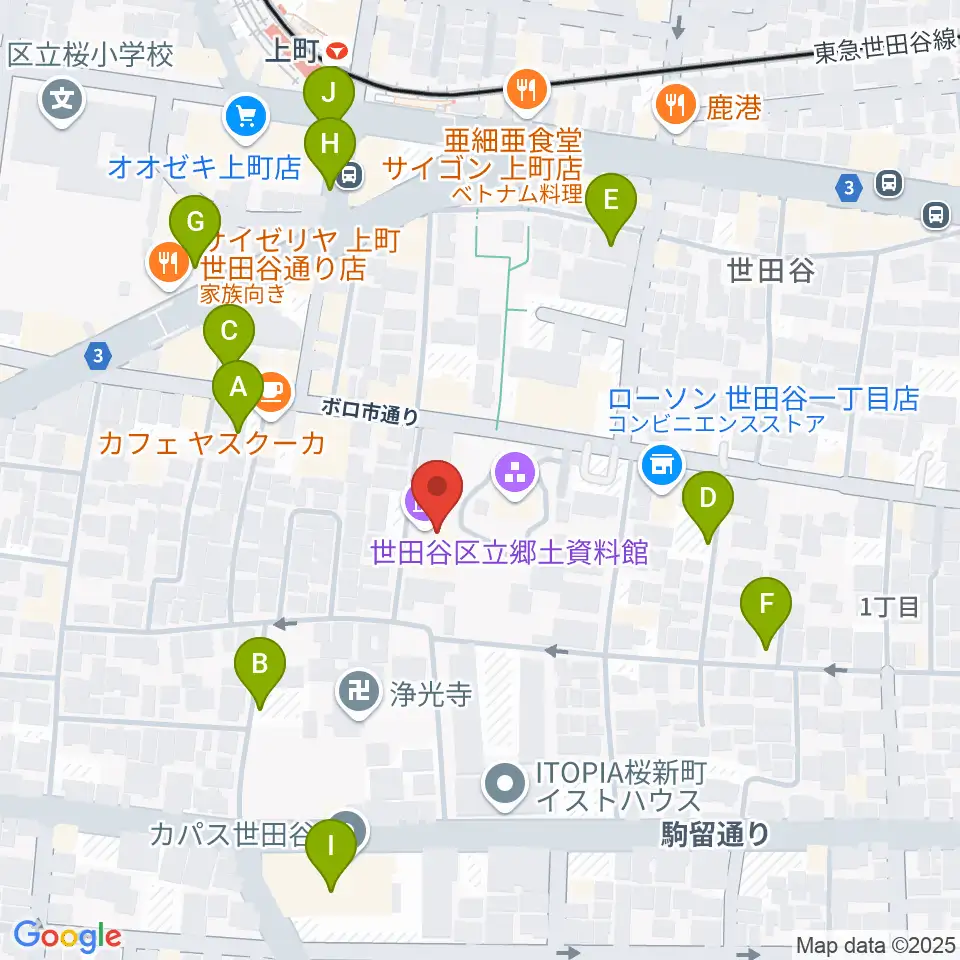 世田谷区立郷土資料館周辺の駐車場・コインパーキング一覧地図