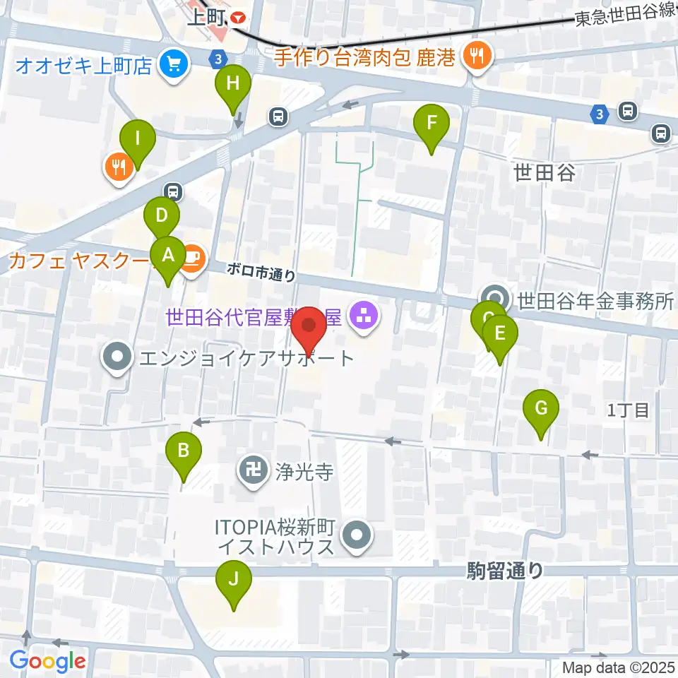 世田谷区立郷土資料館周辺の駐車場・コインパーキング一覧地図