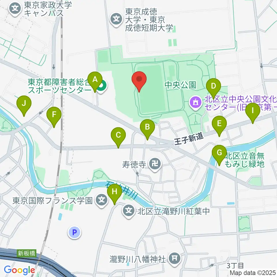 北区中央公園野球場周辺の駐車場・コインパーキング一覧地図