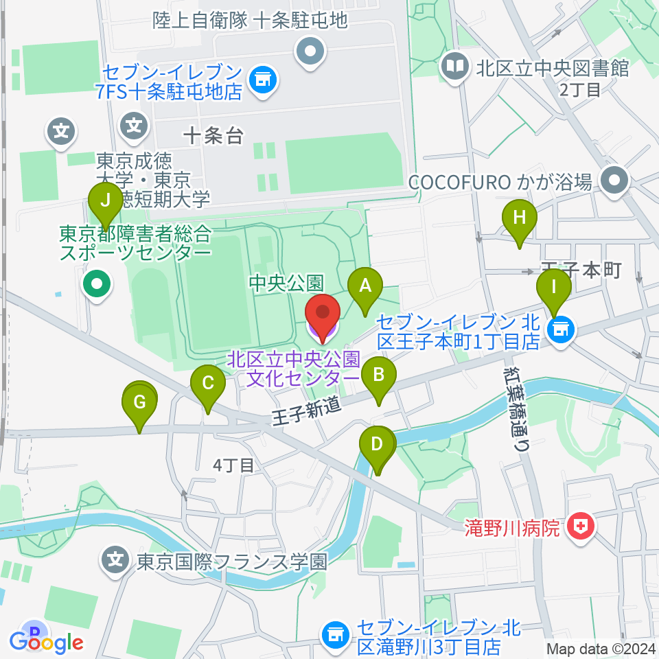 北区立中央公園文化センター周辺の駐車場・コインパーキング一覧地図