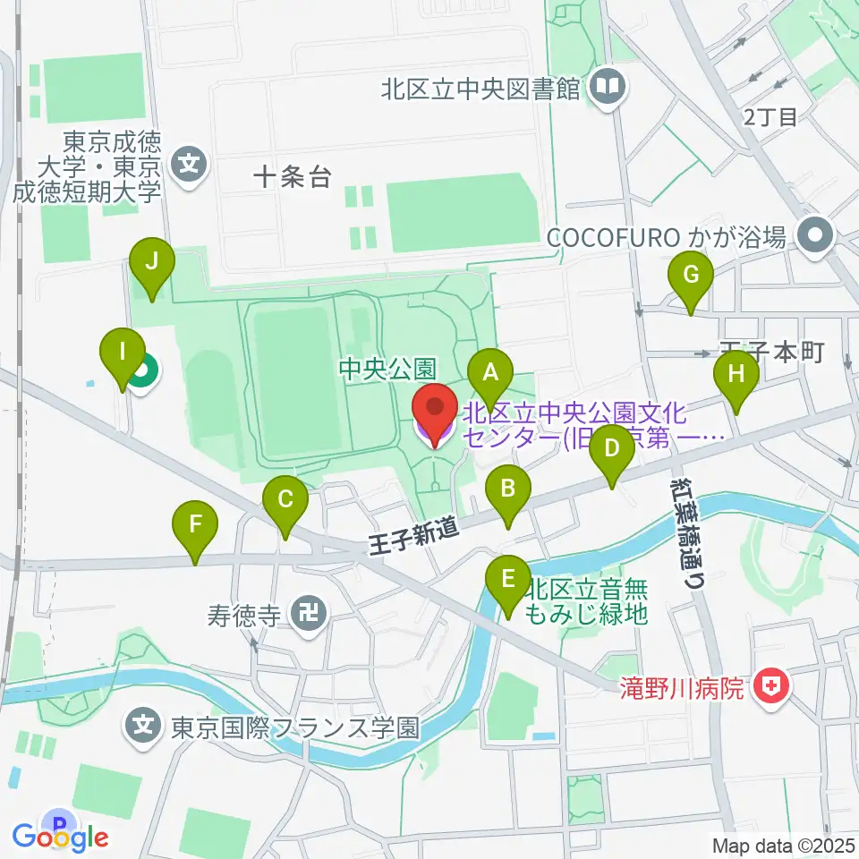北区立中央公園文化センター周辺の駐車場・コインパーキング一覧地図