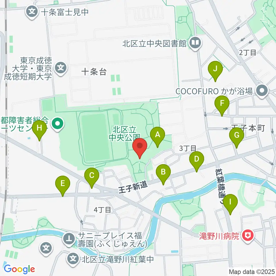 北区立中央公園文化センター周辺の駐車場・コインパーキング一覧地図